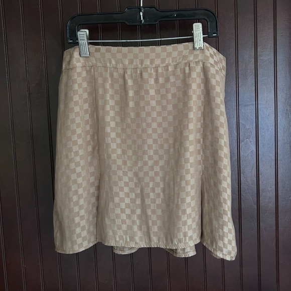 LE LIS Satin Check Button Shirt Mini Skirt Preppy Minimalist 2 Piece Set Size S - Picture 5 of 15